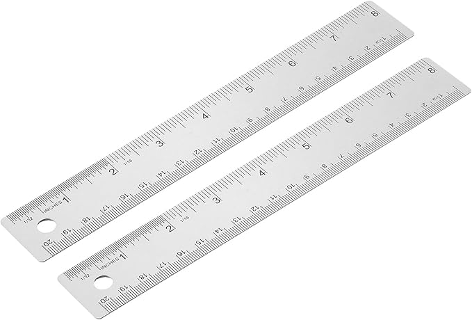PATIKIL 8 Inch Stainless Steel Ruler Straight Edge Ruler, 2 Pcs Cork Backing Non-Slip Metal Ruler with Inches Centimeter Metric Measuring Tools for Office-DeskLoop Office