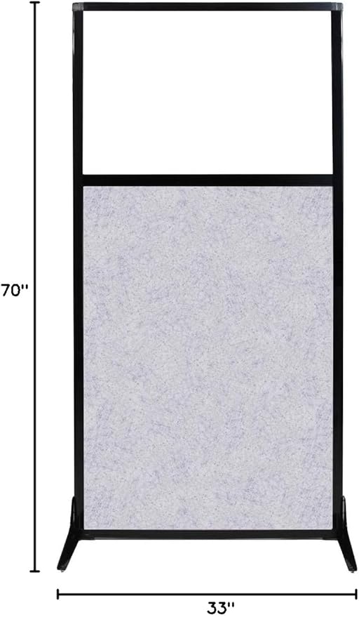 Versare Office Workstation Screen | Portable Wall Divider | Modern Cubicle | Freestanding Privacy Screen | Flexible Work Space | 1 Panel | 33" Wide x 70" Tall Marble Gray SoundSorb Panels with Window-DeskLoop Office