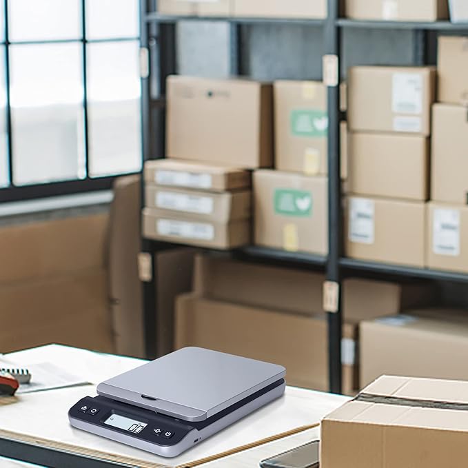 QP Shipping Scale, 86lb/0.1oz High Accuracy Digital Postal Scale for Packages, Hold/Tare Function, Backlit LCD Display, Flip-up Holder, Postage Scale, Mail Scale, Battery & Tape Measure Included-DeskLoop Office