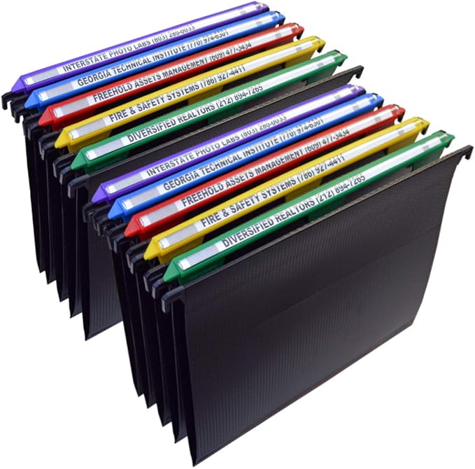 Ultimate Office MagniFile Hanging File Folders V Base Letter Size with 11 inch Magnified Indexes That Double The Size of Your File Titles to Find Files Fast. (Set of 10 Assorted)-DeskLoop Office