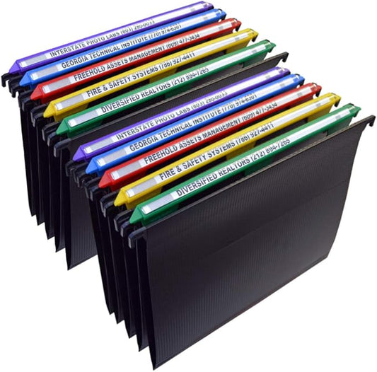 Ultimate Office MagniFile Hanging File Folders V Base Letter Size with 11 inch Magnified Indexes That Double The Size of Your File Titles to Find Files Fast. (Set of 10 Assorted)-DeskLoop Office