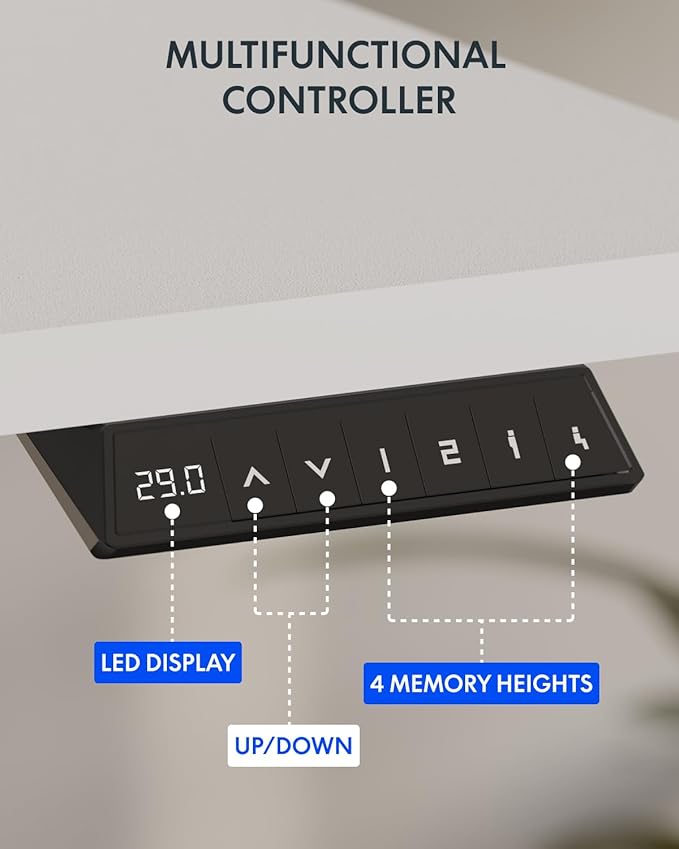 FLEXISPOT 63 x 32 Inch Large Standing Desk, Stand Up Desk with Splice Board, Rising Desks for Home Office, Office Desk with Cup Holder and Headphone Hook (White Frame + White Top, 2 Packages)-DeskLoop Office