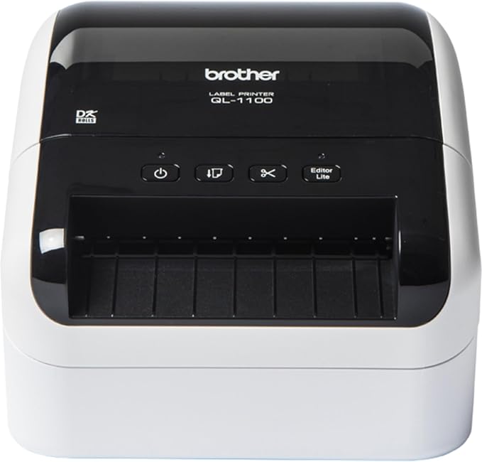 Brother QL-1100 Wide Format, Postage and Barcode Professional Thermal Monochrome Label Printer, Black-DeskLoop Office
