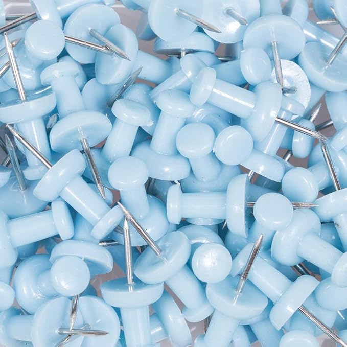 JAM PAPER Colorful Push Pins - Baby Blue Pushpins - 100/Pack-DeskLoop Office