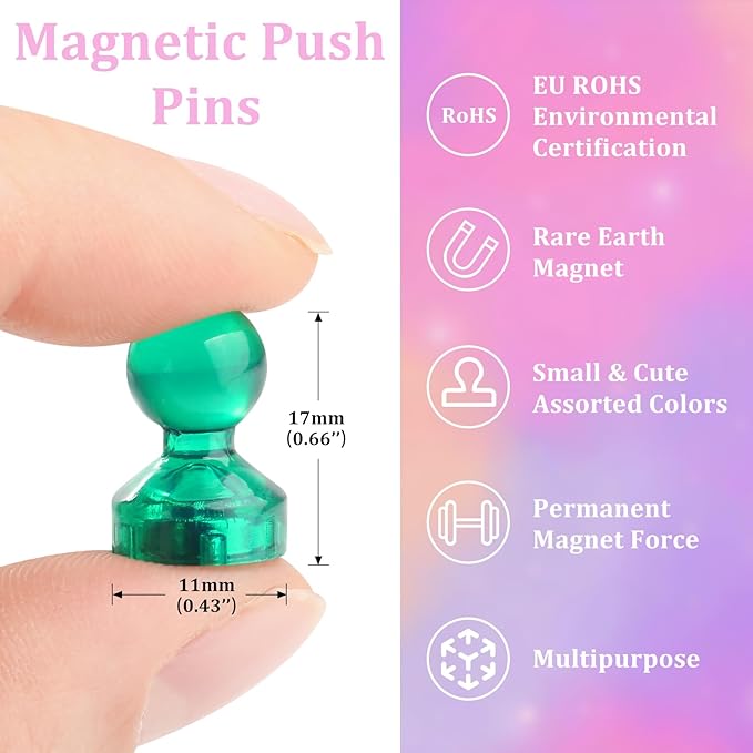 60PCS Colorful Strong Magnetic Push Pin Magnets, 6 Assorted Color for Office, Classroom, Kitchen Home and School, Map Magnets, Whiteboard Magnet-DeskLoop Office