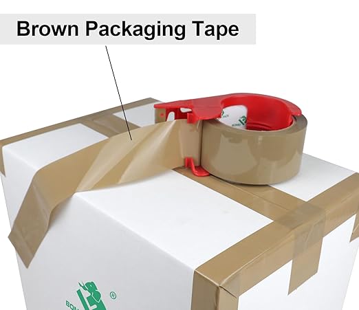 BOMEI PACK Brown Packing Tape Refills, Heavy Duty 12Rolls with 1 Dispenser for Packaging, Shipping and Moving, 2.4Mil 1.88 Inch x 60 Yard-DeskLoop Office