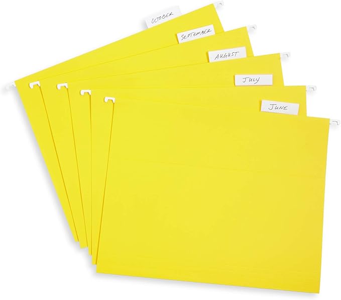 Blue Summit Supplies Hanging File Folders, 25 Reinforced Hang Folders, Designed for Home and Office Color Coded File Organization, Letter Size, Yellow, 25 Pack-DeskLoop Office