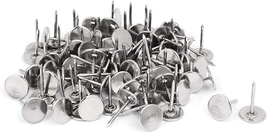 200Pcs Flat Head Upholstery Tacks Home Furniture Decor Tack Upholstery Nails Flat Push Pins Flat Thumb Tacks Silver (11mmx17mm)-DeskLoop Office