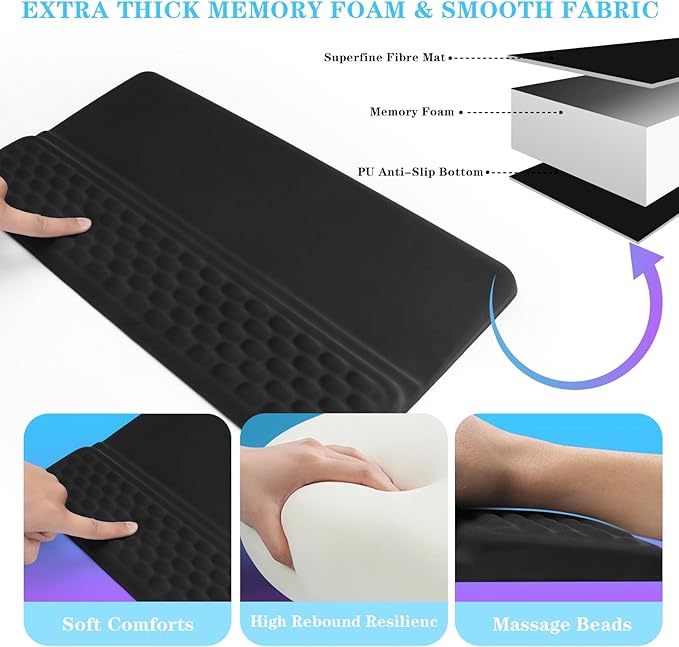 Computer Keyboard Stand with Wrist Rest, Ergonomic Tilted Keyboard Holder - Keyboard Riser with Wrist Pad - Keyboard Tray Support for Office Home - Black-DeskLoop Office