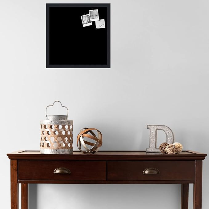 PinPix 17x17 Inch Cork Bulletin Board. This Decorative Framed Pin Board Comes with Solid Black Design and a Satin Black Frame. Ideal for Home Office Decor or Message Board (PinPix-622)-DeskLoop Office