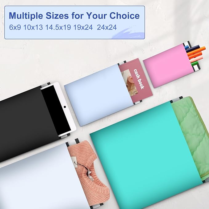 Poly Mailers 10x13 Inch 200 Pcs, Light Blue Shipping Bags, Mailing Envelopes with Self Seal Adhesive Strip, Waterproof and Tear-Proof Poly Bags for Non-Fragile Items-DeskLoop Office