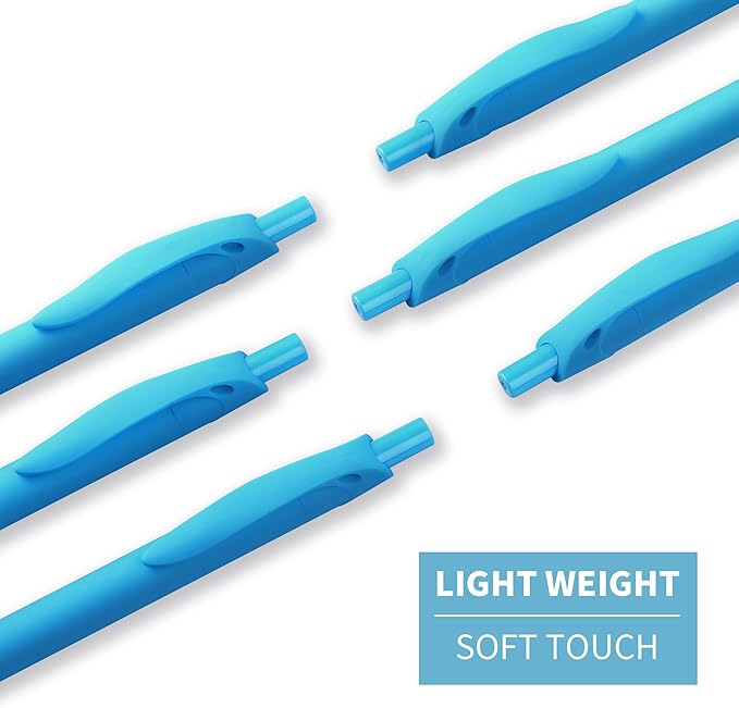 deegtran Pens Bulk, 50 Pack No Bleed Sky Blue Click Pen, Wholesale Retractable Ballpoint Pens, Pens Medium Point, Smooth Ink Pen, 1.0MM Sky Blue Ink-DeskLoop Office