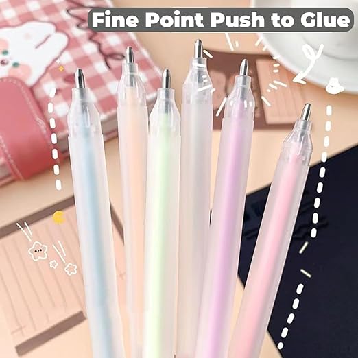 Scrapbook Quick Dry Glue Pen 12PCS Set, Crafting Fabric Pen Liquid Glue Pen for Papercrafts, Handmade Stationery, DIY Foil-Stamping, Back to School Supply, Year 6+ (12PCS Set-Forsted Holder Type)-DeskLoop Office