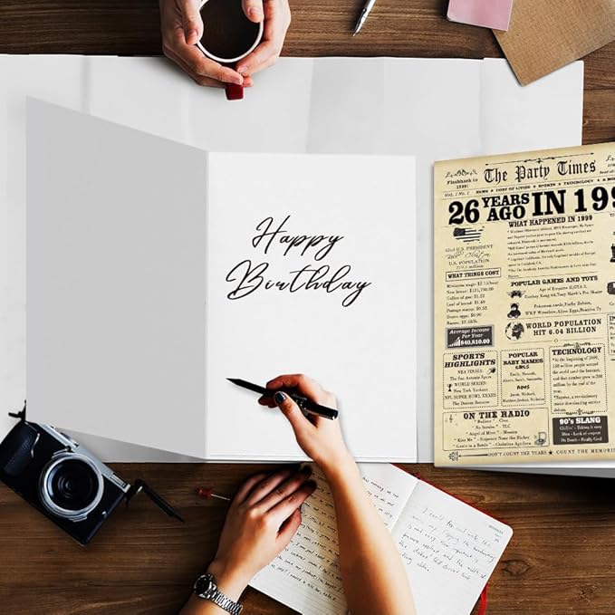 Large 26th Birthday Gift for Him Her,Funny 26 Year Old Birthday Vintage Greeting Card for Men Women, 26th Birthday Decoration for Husband Wife,Unique 26th Birthday Card