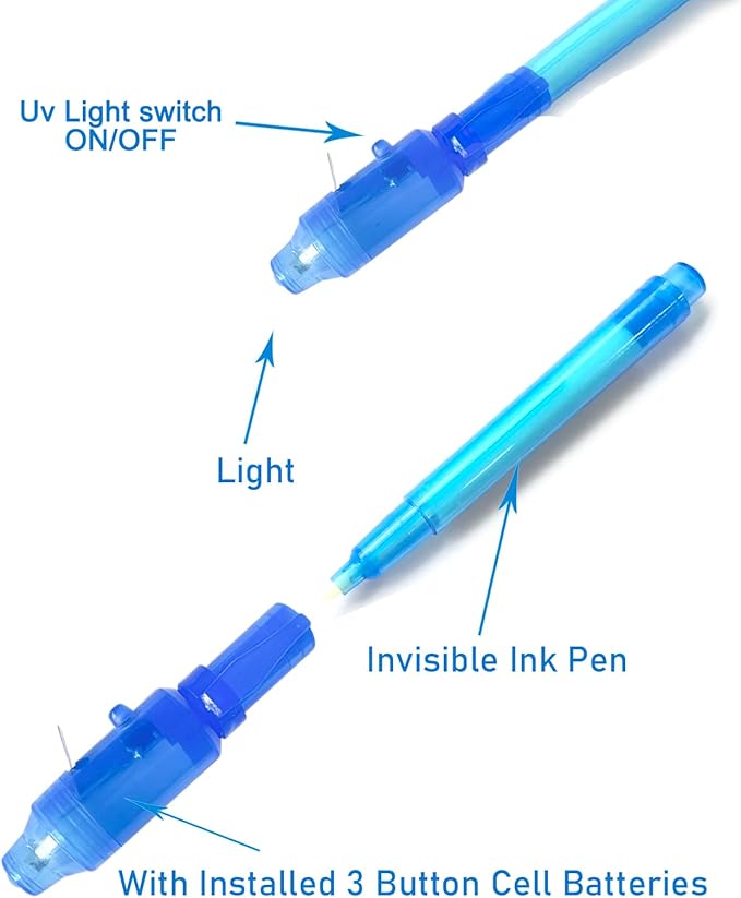 SCStyle Invisible Ink Pen 28Pcs with UV Light Magic Marker for Secret Messages, Writing Information for Birthdays, Easter, Halloween, Christmas Gifts for Students-DeskLoop Office