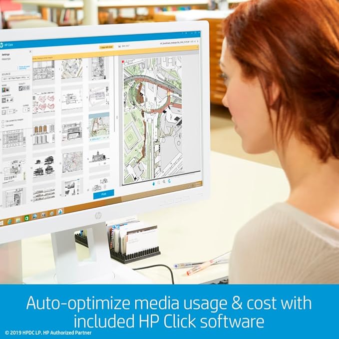 HP DesignJet T210 Large Format 24-inch Plotter Printer, Includes 2-Year Onsite Warranrty Support (8AG32T) - New Model-DeskLoop Office
