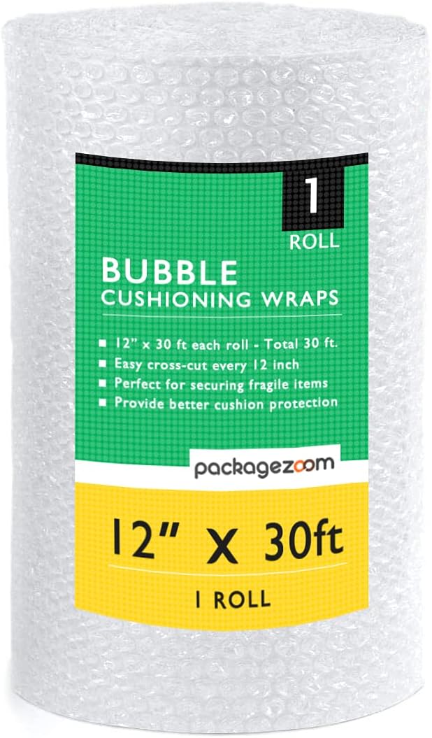 12 inch x 30 ft Bubble Cushioning Wrap, Perforated Every 12" Protective Packing Moving & Shipping Supplies for Boxes & Fragile Items-DeskLoop Office