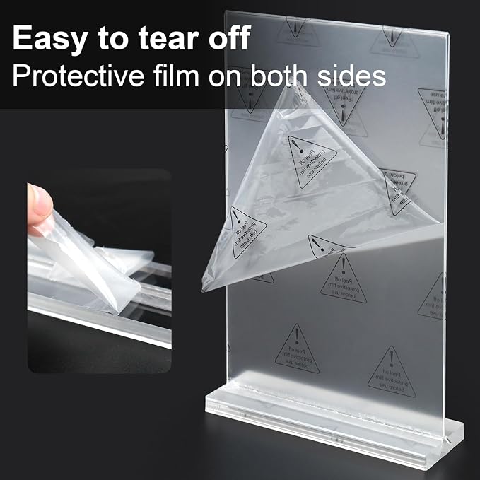 Acrylic Sign Holder 5.5x8.5 Inches 8 Pack, Double Sided Vertical Clear Display - Image 7