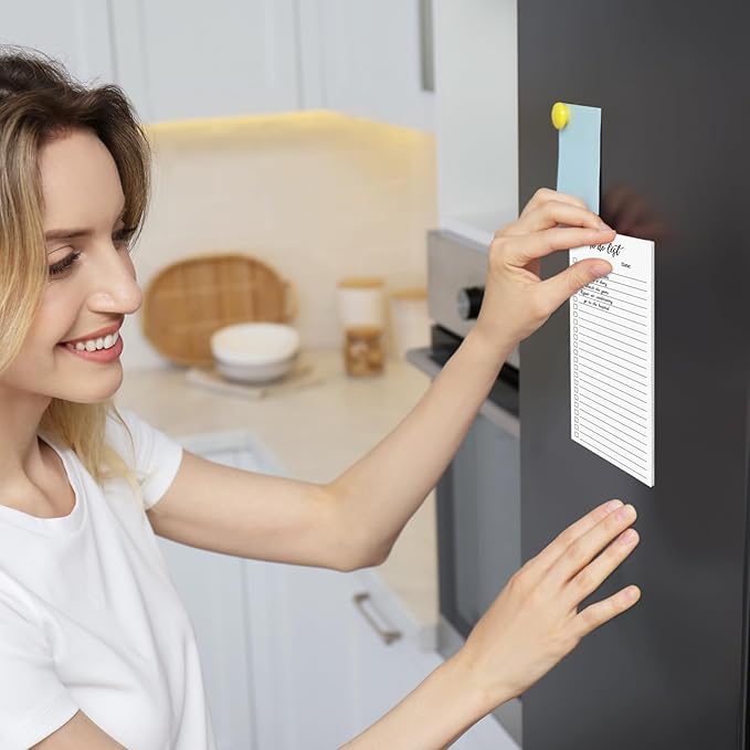 4 Pack Magnetic Note Pad for Fridge with Pen Holder, Totally 200 Sheets Magnetic To Do List, Grocery List, Shopping List, Meals Pads for Refrigerator-DeskLoop Office
