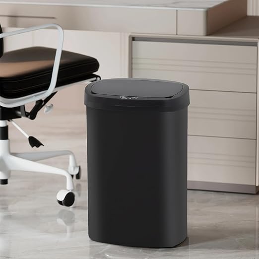 PayLessHere 13 Gallon Trash Can Kitchen Trash Can Automatic Garbage Can with Lid Touch Free High-Capacity Motion Sensor for Kitchen Bedroom Bathroom Office Wateproof Trash Bin (2, Black)-DeskLoop Office