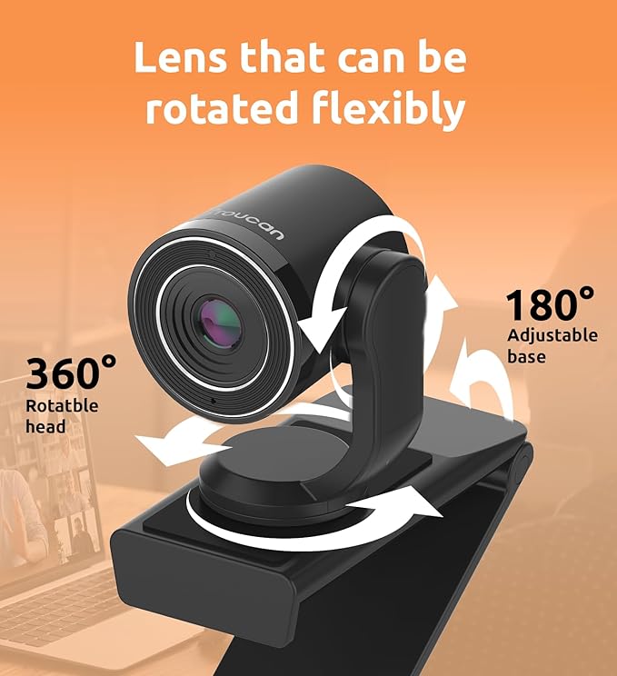 TOUCAN 1080P Webcam with Microphone,FHD Streaming Camera with 1080P/60fps,Privacy Protection Plug Play Ultra Compact Web Cam w/ 89°View for Computer/Meeting/Online Classes/Zoom/YouTube-DeskLoop Office