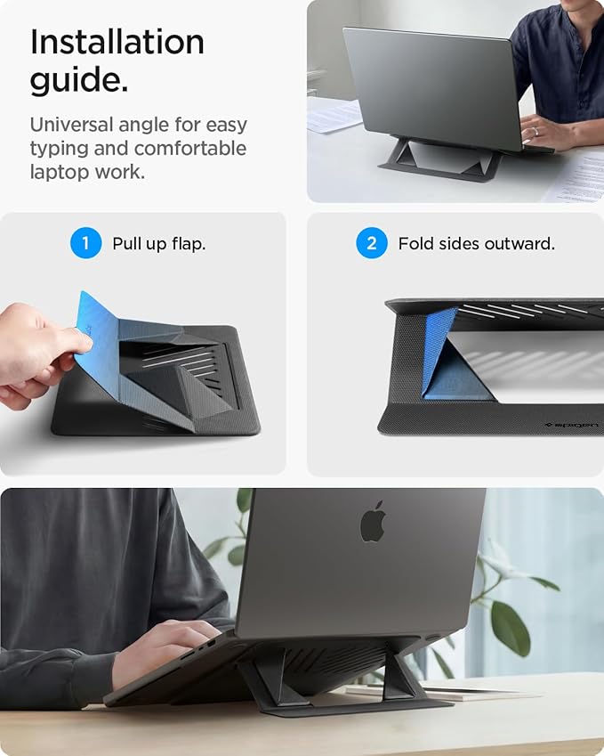 Spigen Slim Fold Portable Laptop Stand Foldable Ergonomic Angle Lift Anti-Slip - Image 7