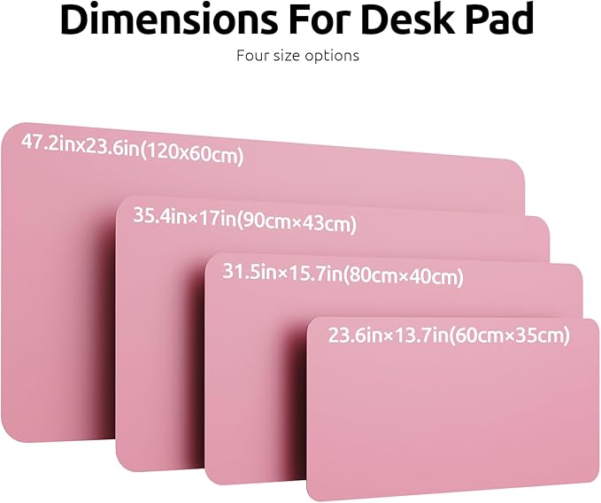 YSAGi Leather Desk Protector, Office Mat, Large Mouse Mat, Non-Slip PU Leather Blotter, Laptop Desk Mat, Waterproof Writing Pad for Office and Home (Pink, 35.4" x 17")-DeskLoop Office