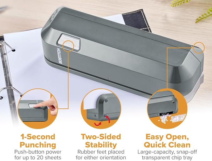 Bostitch Office Electric 3-Hole Punch, Dual Paper Loading, Heavy Duty, Jam-Free - Image 9