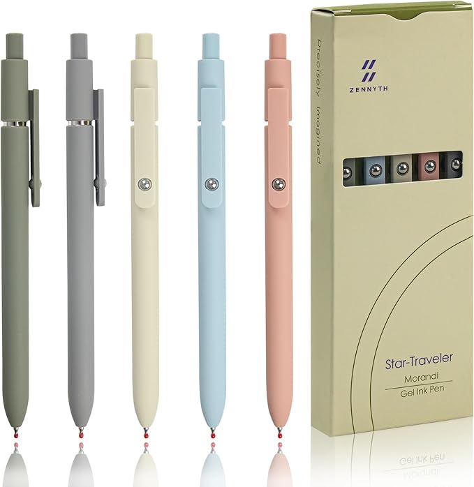 ELANE 5 Pcs 0.5mm Pens Quick Dry Black Ink Colorful Gel Pens Fine Point Smooth Writing Pens for Journaling Gifts for Doctor Nurse Teacher Students(morandi)-DeskLoop Office
