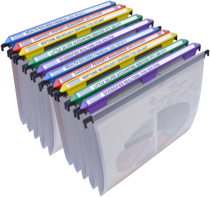 Ultimate Office MagniFile Hanging File Folders V- Bottom Letter Size with 11 inch Magnified Indexes That Double The Size of Your File Titles to Find Files Fast. (Set of 10 Frost)-DeskLoop Office