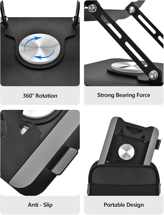 Laptop Stand for Desk, Adjustable Computer Stand with 360ยฐ Rotating Base, Laptop Riser Compatible with MacBook Air/Pro, Dell, HP, Lenovo and All 10-17'' Laptops