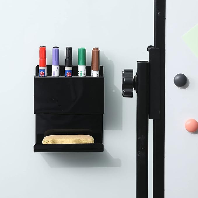 MyGift Wall Mounted Black Premium Acrylic Dry Erase Marker and Eraser Holder Rack with 15 Round Slots and Storage Ledge, Meeting Room Classroom Dorm Office or Home Whiteboard Accessory Rack-DeskLoop Office