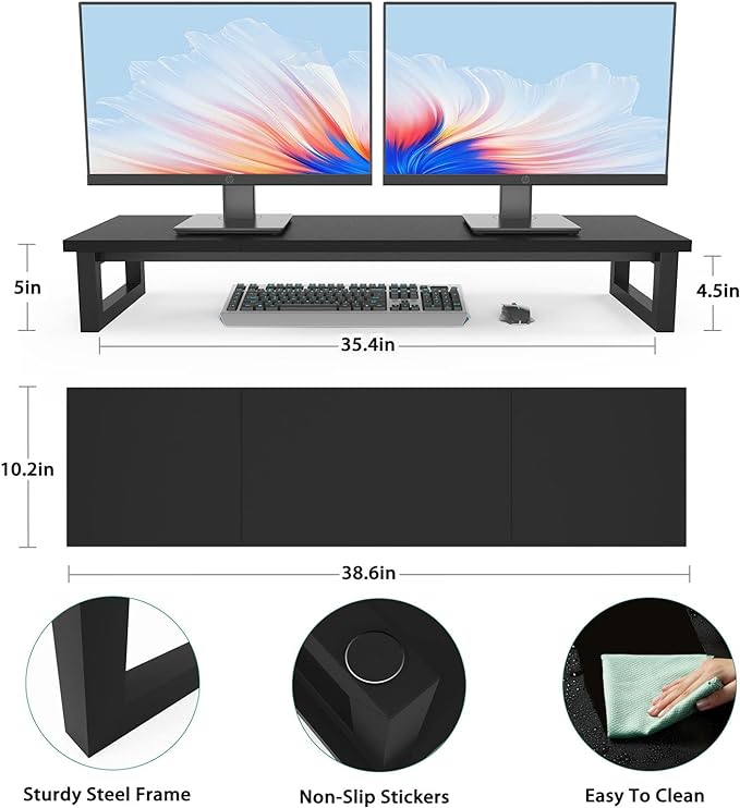 YAOHUOO Dual Monitor Stand Riser, 39Inch Large Monitor Stands - Image 7