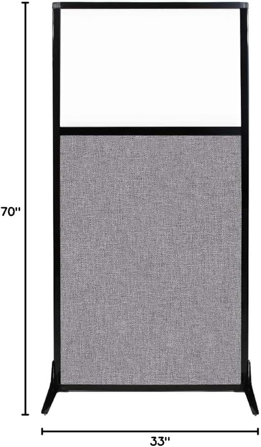 Versare Workstation Partition | Portable Wall Divider | Modern Office Cubicle | Free Standing Privacy Screen | Flexible Work Space | 33" x 70" W/Window, Cloud Gray Fabric Panels-DeskLoop Office