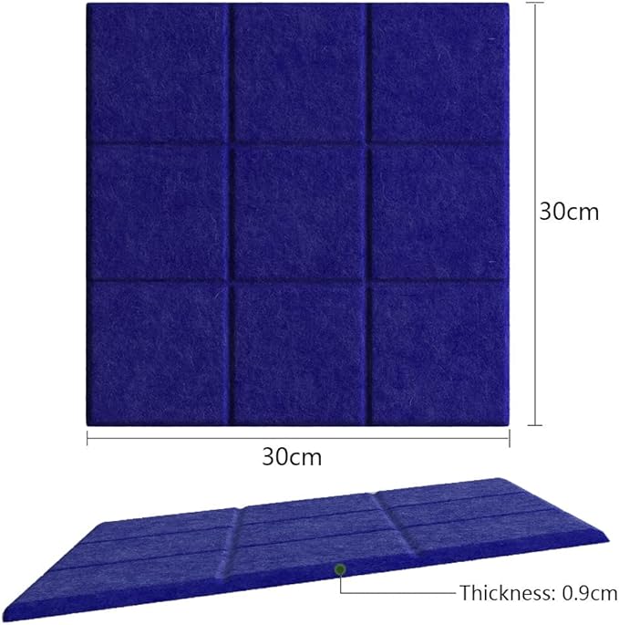 Large Felt Board Tiles for Wall with 30 Push Pins, 11.8"x11.8" Pack of 6 Pin Board Notice Boards for Home Office Kitchen, Bulletin Board Wall Tiles for Photos Memos (Dark Blue, 6 Pack)