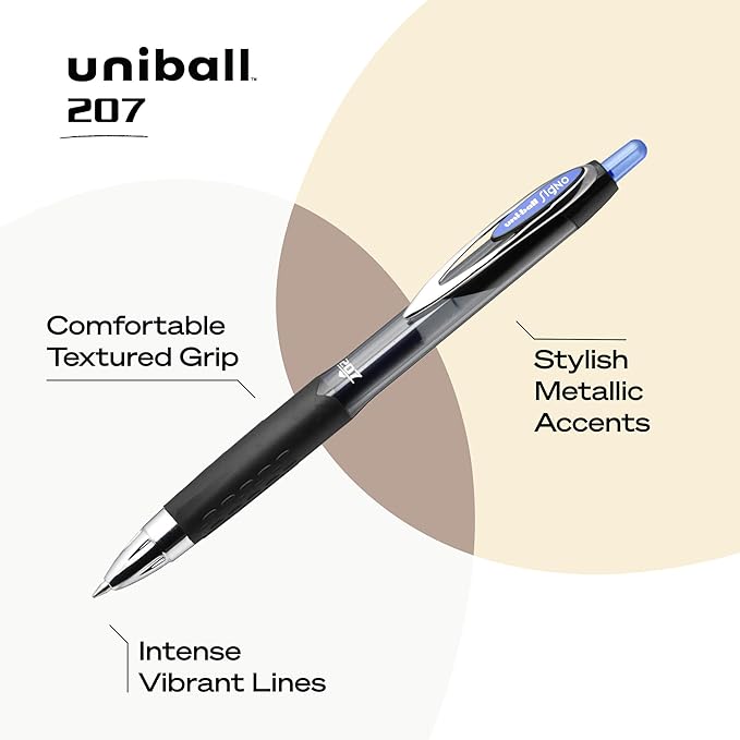 uni-ball 207 Retractable Gel Pens, Medium Point (0.7mm), Blue, 36 Count-DeskLoop Office