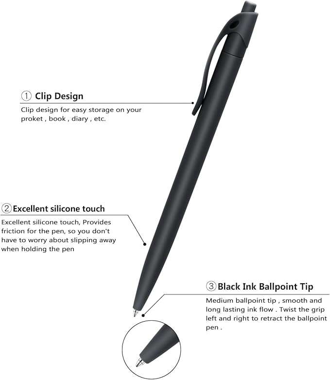 Aozora Pens Bulk 120 Pack Black Click Pens No Bleed Wholesale Retractable Ballpoint Pens Medium Point,Smooth Ink Pens for Journaling School Office Supplies 1.0MM Black Ink-DeskLoop Office