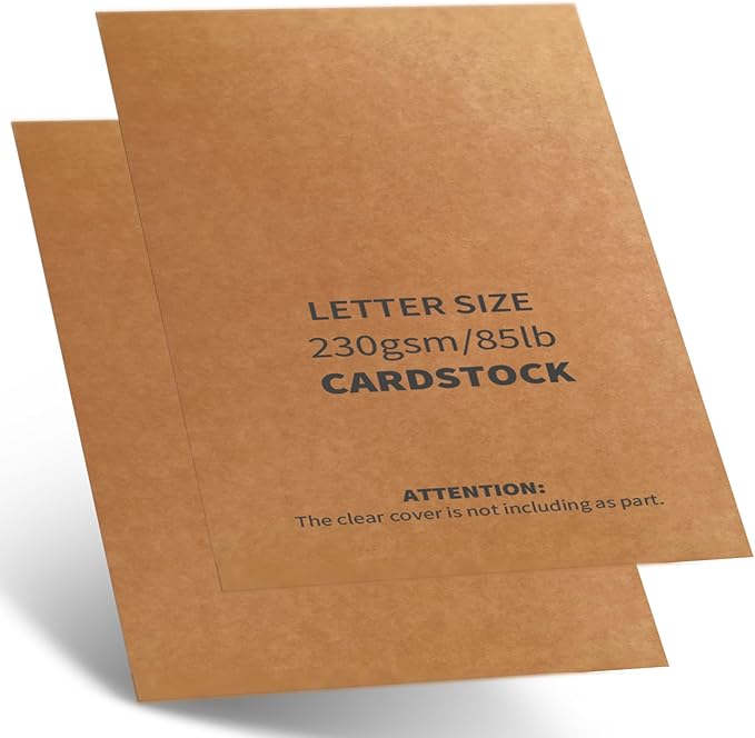 Binditek 100 Pack 12 Mil Paper Binding Covers, 230GSM (85lb), Brown Cardstock, 8.5 x 11", Kraft Paper, Un-Punched, Invitations, DIY-DeskLoop Office