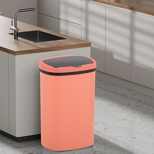 PayLessHere 13 Gallon Trash Can Kitchen Trash Can Automatic Garbage Can with Lid Touch Free High-Capacity Motion Sensor for Kitchen Bedroom Bathroom Office Wateproof Trash Bin (2, Pink)-DeskLoop Office