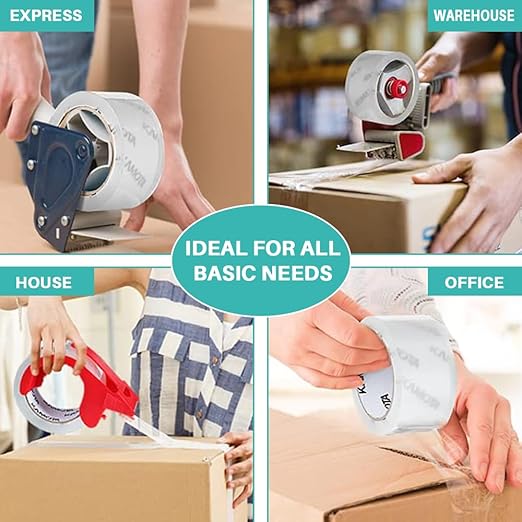 KAMOTA Packing Tape, 12 Rolls Heavy Duty Clear Packaging Tape for Shipping Packaging Moving Sealing, 2 inches Wide, 65 Yards Per Roll, Total 780 Yards with 2 Dispensers-DeskLoop Office