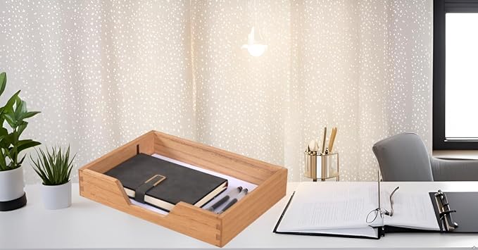 Wood Letter-Size Tray for Office Desktop Organizer - Wooden Front-Load Documents Tray for Mail, Paper, File, Magazine, Pen,Notebook Storage Paper Holder Trays Light(DGTU-LT)-DeskLoop Office