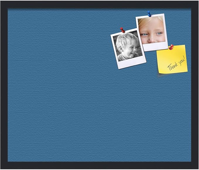 PinPix 24x20 Inch Cork Bulletin Board. This Decorative Framed Pin Board Comes with Navy Pastel Design and a Satin Black Frame. Ideal for Home Office Decor or Message Board (PinPix-1811)-DeskLoop Office