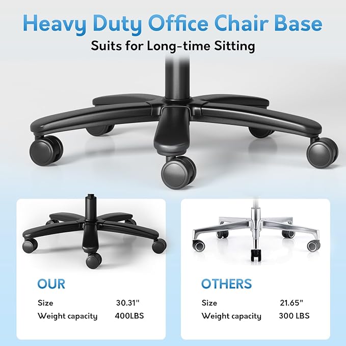 Office Chair Big and Tall 400lbs, High Back Executive Office Chair Flip Up Arms, Breathable Leather Home Office Computer Desk Chair with Lumbar Support Rocking Function, Black-DeskLoop Office