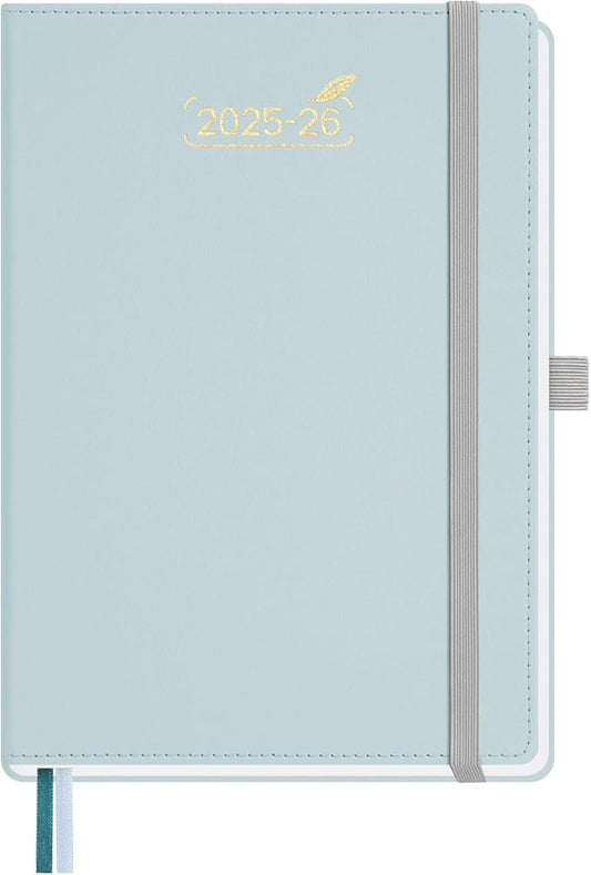 BEZEND Weekly Planner 2025-2026 with 2 Columns, 5.8" x 8.5" Academic Calendar 18 Months (Jul 25-Dec 26) Life Work Appointment Book with Monthly Tab, PU Leather Hardcover - Dutch Blue-DeskLoop Office