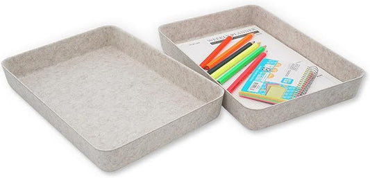 Welaxy 2-piece Office desk drawer organizer tray letter-size documents paper book file Folder Holder Scandinavian-chic storage bin hygge design sleek minimalist gifts idea storage bins (Oatmeal)-DeskLoop Office