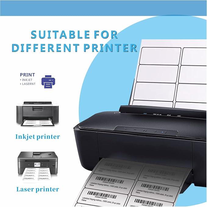 Premium 10 UP 2" x 4" Shipping Labels, 1000 Mailing Labels for Envelopes, Laser/Ink Jet Printer Compatible, White Paper Printable Stickers-DeskLoop Office