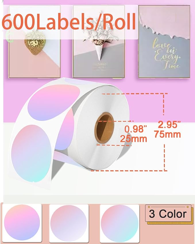 2 inch Round Thermal Labels, Thermal Printer Labels use for Barcode, Shipping, Customized, Circle Direct Thermal Stickers 500 Labels for Printer, Fantasy Purple-DeskLoop Office