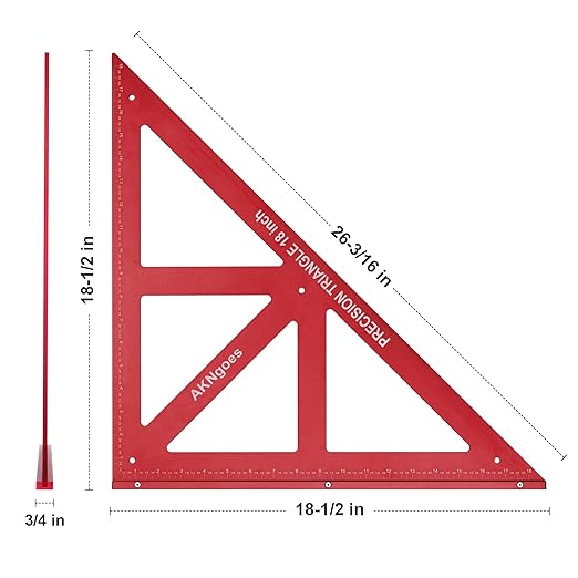 Precision Triangle Square 18inch, Metric & Imperial Scale Framing Square for Precise 90 and 45-Degree Measurement, Aluminum Alloy Architect Ruler for Carpenter-DeskLoop Office