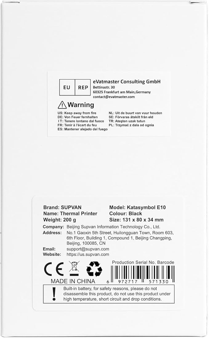 SUPVAN E10 Bluetooth Label Maker Machine with Tape, Continuous Waterproof Label, Versatile App with 35 Fonts and 1k+ Icons, Inkless Labeler for Home, Kitchen, School, Office Organization, Black-DeskLoop Office