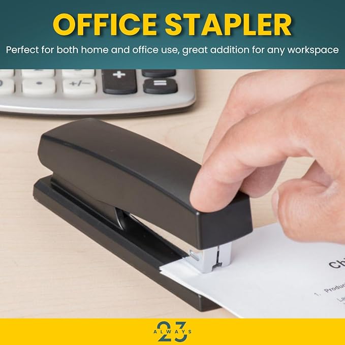 Always23 Stapler, Stapler for Classroom, 20-Sheet Capacity, Staplers, 2 Pack Black.-DeskLoop Office